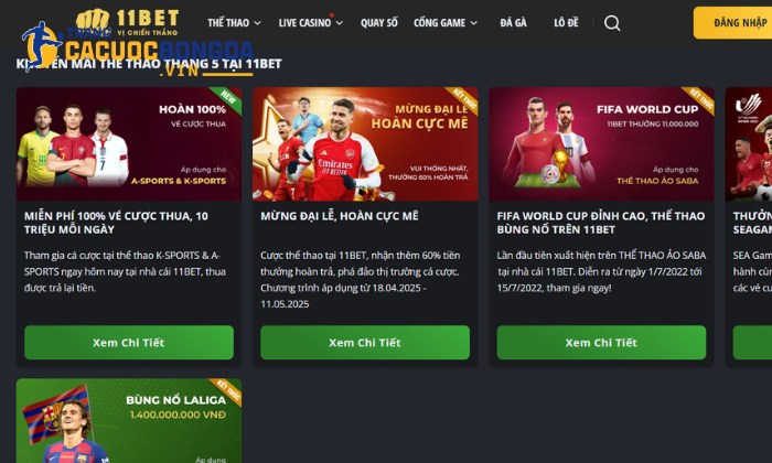 Chinh phục kèo ngon với nhà cái 11BET xanh chín số 1 Khuyến mãi khủng khi tham gia 11BET